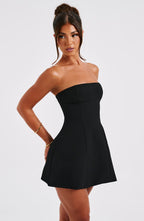 Strapless Mini Dress with Bubble Skirt - Chic Evening Wear for Women | Black
