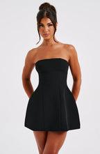 Strapless Mini Dress with Bubble Skirt - Chic Evening Wear for Women | Black
