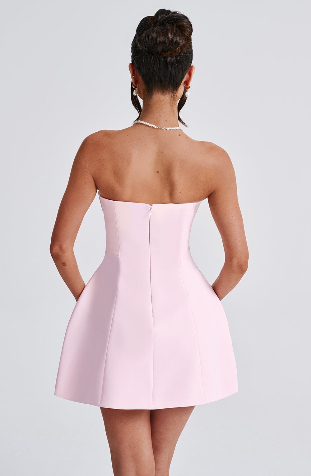 Women's Mini Dress - Strapless, Bubble Skirt, Fully Lined, Chic Date Night Outfit | Pink