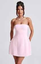 Women's Mini Dress - Strapless, Bubble Skirt, Fully Lined, Chic Date Night Outfit | Pink