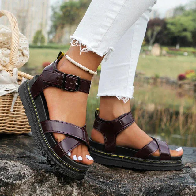 Women's Pain Relief Cushion Sandals with Shock-Absorbing Soles & Orthotic Comfortable Support Bordeaux