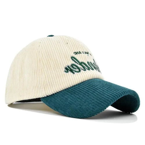 Corduroy Baseball Cap for Men, Vintage 2-Tone Adjustable Hat | Stylish, Comfortable, Casual Wear Green