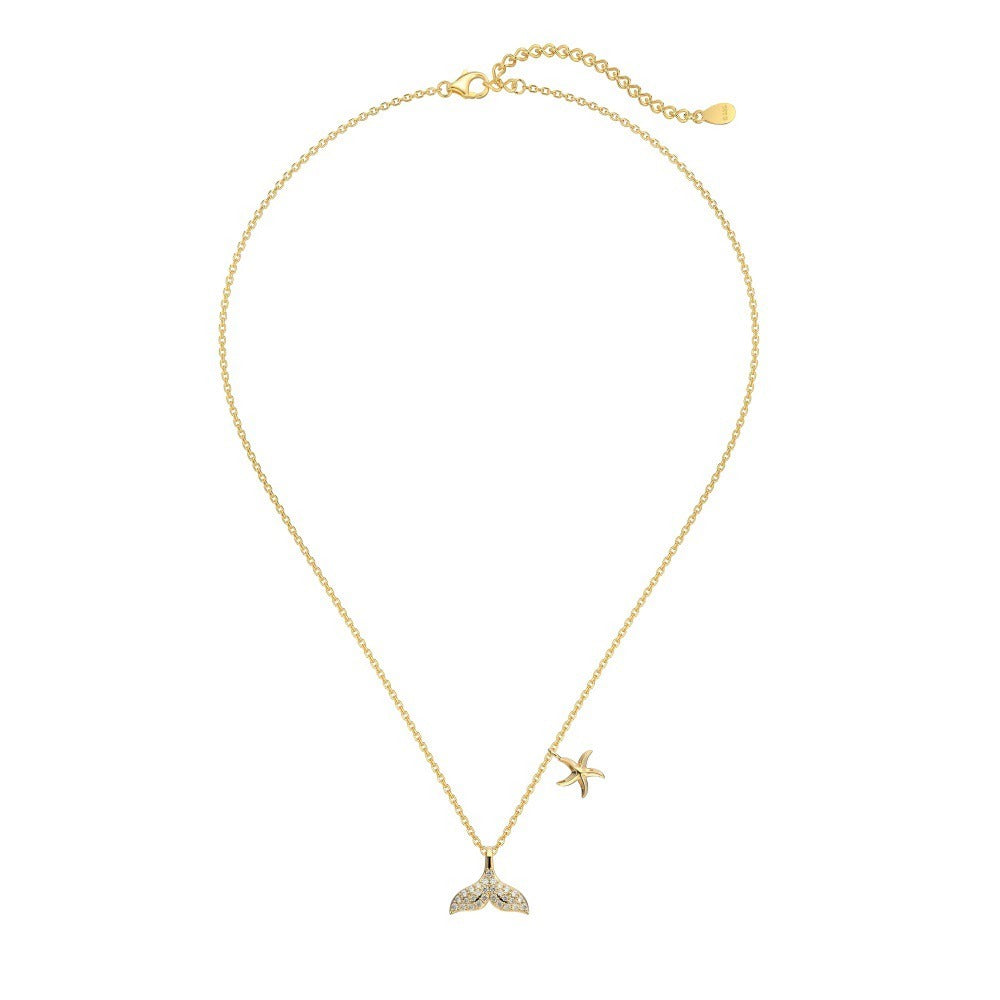 Dainty Ocean Spirit Necklace in 925 Sterling Silver with Pave CZ, Waterproof & Adjustable