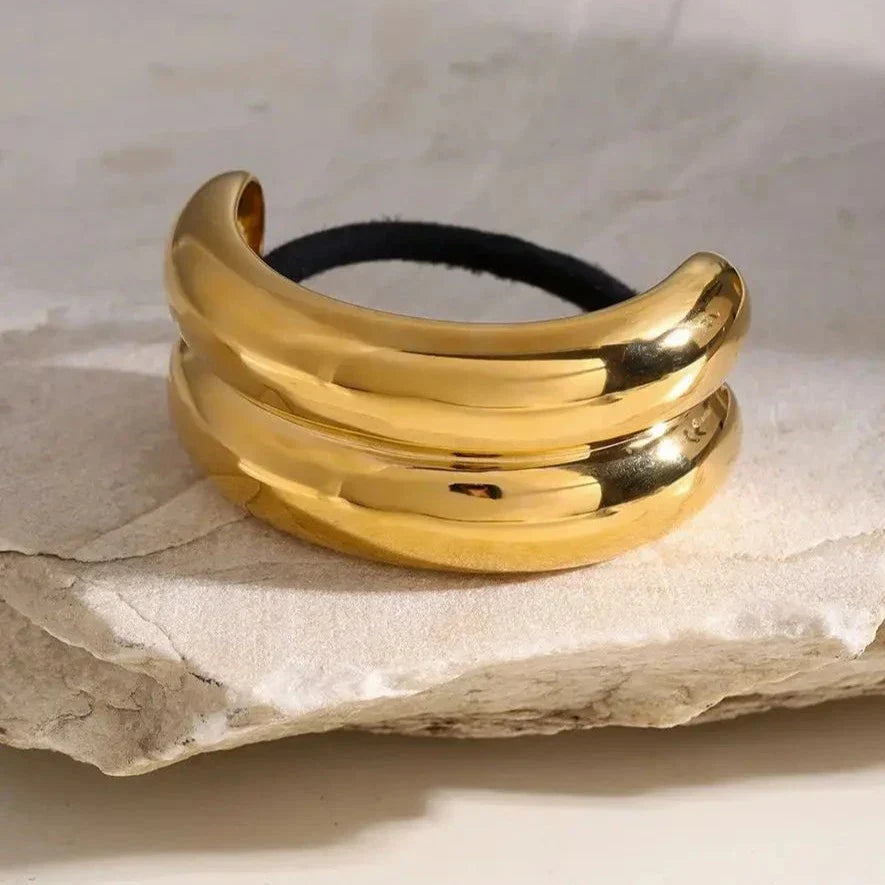 Double Arch Pony Cuff - 18k Gold-Plated, Waterproof, Hypoallergenic Hair Accessory