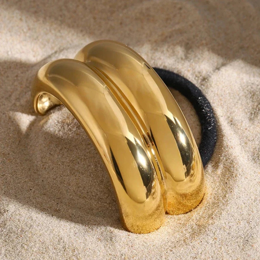 Double Arch Pony Cuff - 18k Gold-Plated, Waterproof, Hypoallergenic Hair Accessory