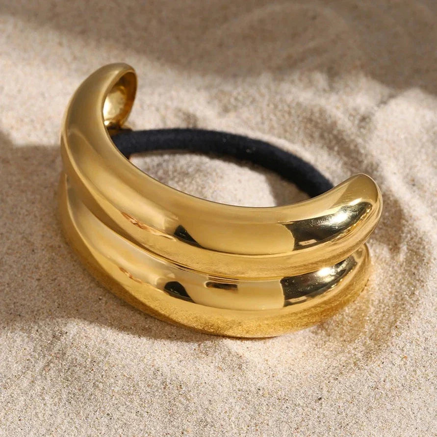 Double Arch Pony Cuff - 18k Gold-Plated, Waterproof, Hypoallergenic Hair Accessory