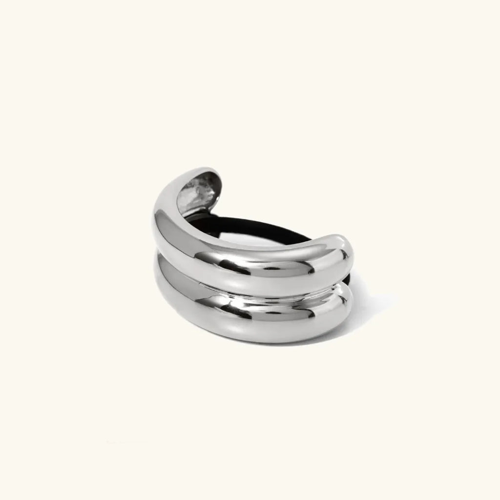 Double Arch Pony Cuff - 18k Gold-Plated, Waterproof, Hypoallergenic Hair Accessory Silver