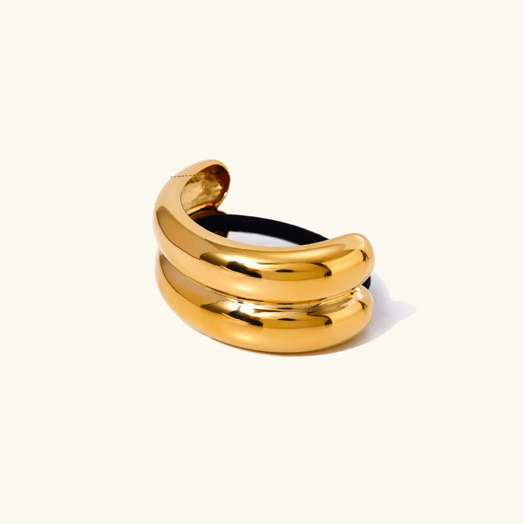 Double Arch Pony Cuff - 18k Gold-Plated, Waterproof, Hypoallergenic Hair Accessory 18k Yellow Gold