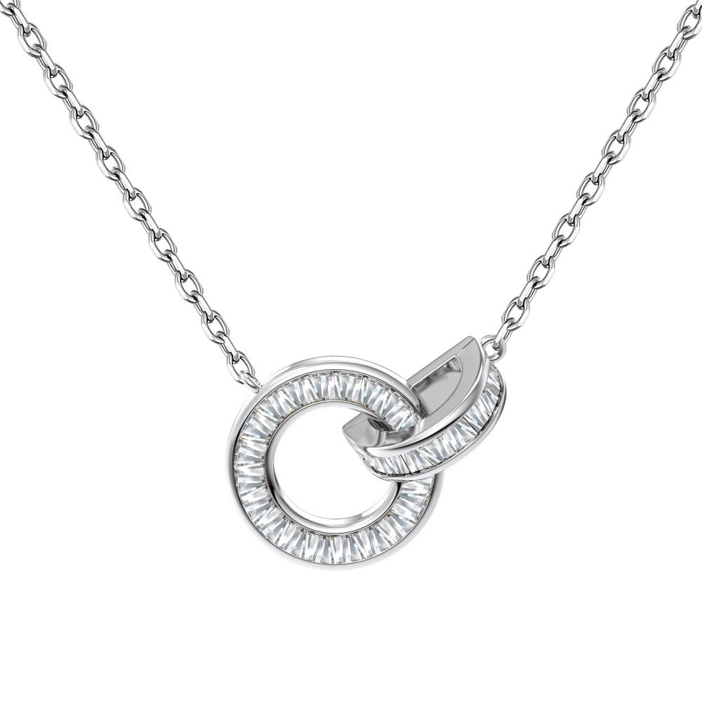Elegant 925 Sterling Silver Unity Necklace with Pave CZ Stones - Waterproof & Adjustable