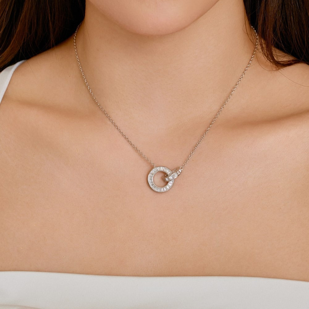 Elegant 925 Sterling Silver Unity Necklace with Pave CZ Stones - Waterproof & Adjustable Gold