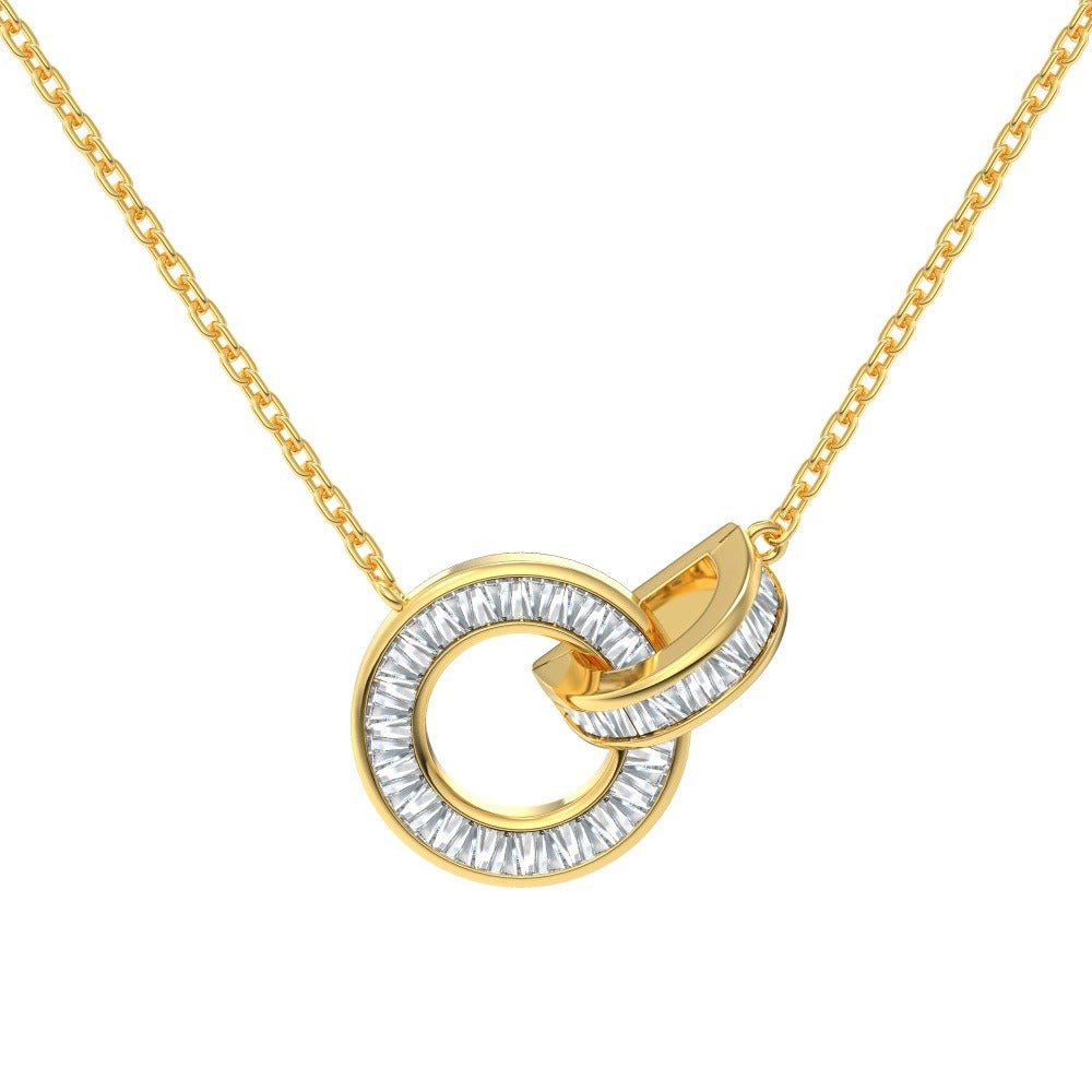 Elegant 925 Sterling Silver Unity Necklace with Pave CZ Stones - Waterproof & Adjustable