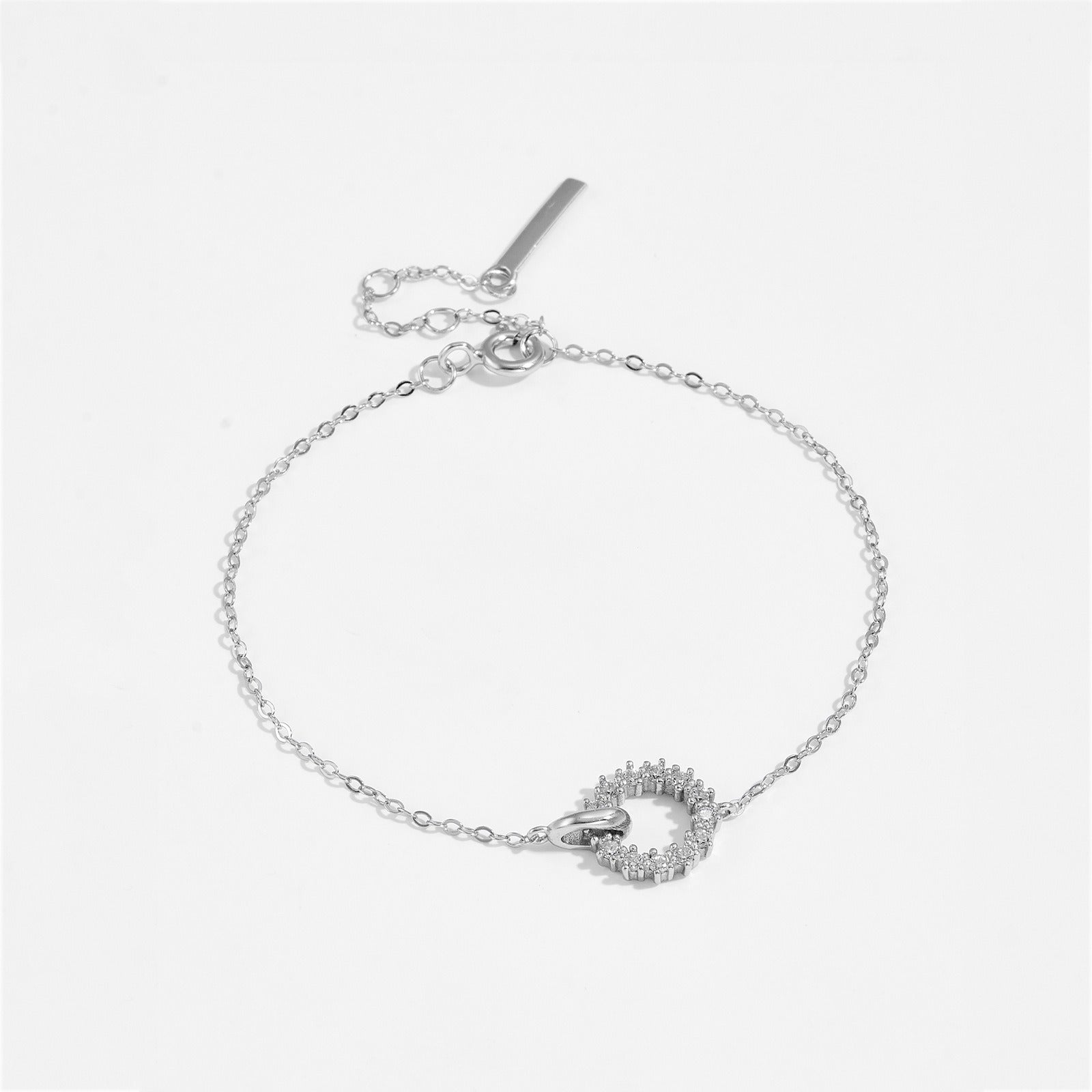 Elegant Women's Sterling Silver Linked Circle Bracelet with 14K Gold Finish, Adjustable & Waterproof Platinum