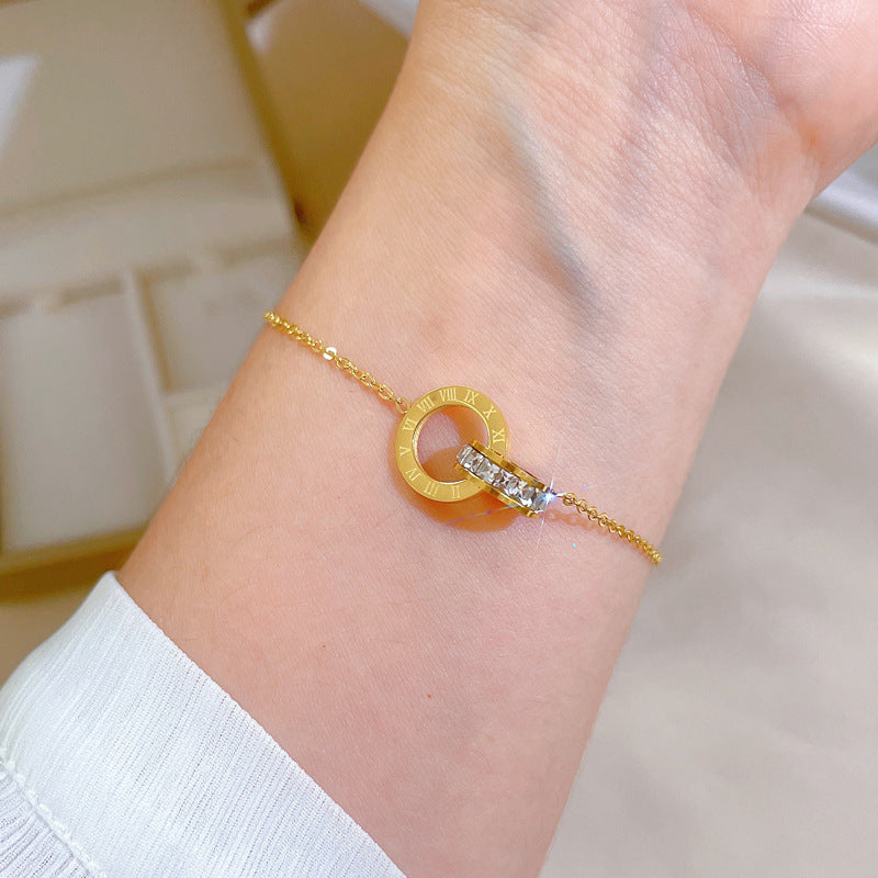 Gold Crystal Bracelet for Women – Adjustable 18k Plated Stainless Steel, Hypoallergenic