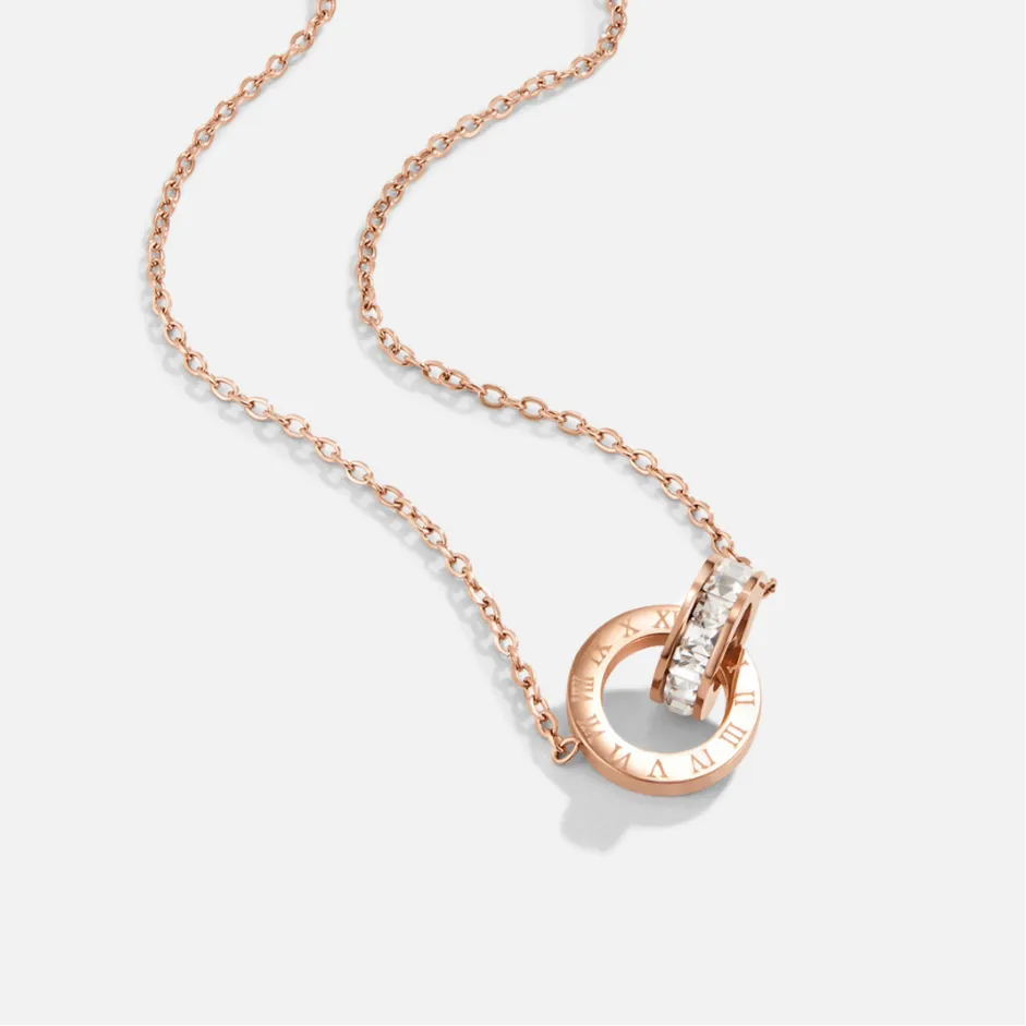 Gold Crystal Necklace for Women - 18K Waterproof Adjustable Chain, Hypoallergenic, Elegant Gift