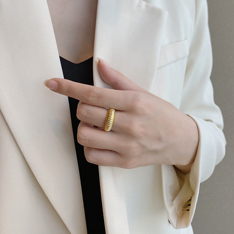 Gold Dome Ring for Women – Plated Stainless Steel Band, Hypoallergenic & Waterproof