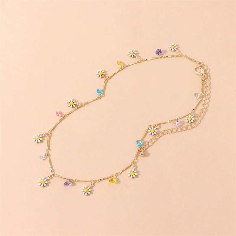 Gold Flower Choker Necklace - Waterproof, Hypoallergenic, Enamel & Gift-Ready