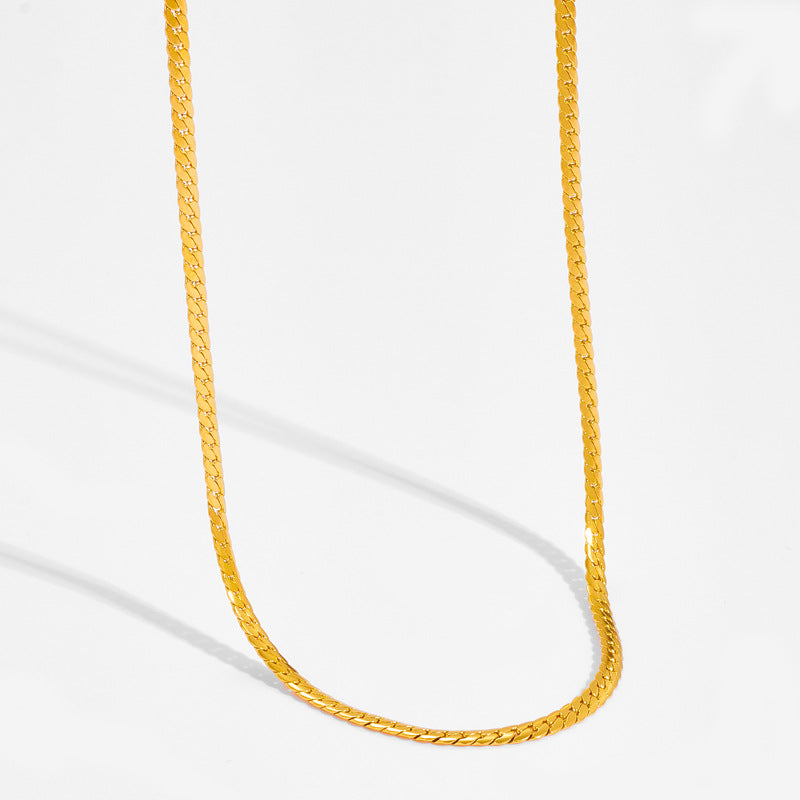 Gold Herringbone Chain Necklace for Women – 18k Plated Stainless Steel, Hypoallergenic & Waterproof