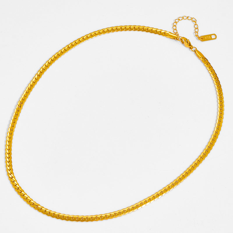 Gold Herringbone Chain Necklace for Women – 18k Plated Stainless Steel, Hypoallergenic & Waterproof