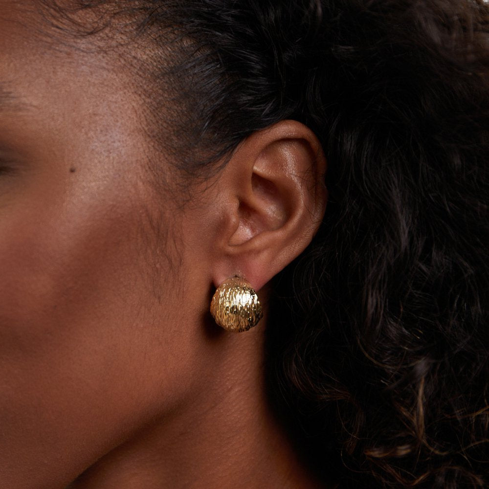 Gold Hoop Earrings for Women – 18k Plated Lightweight Textured Design, Hypoallergenic