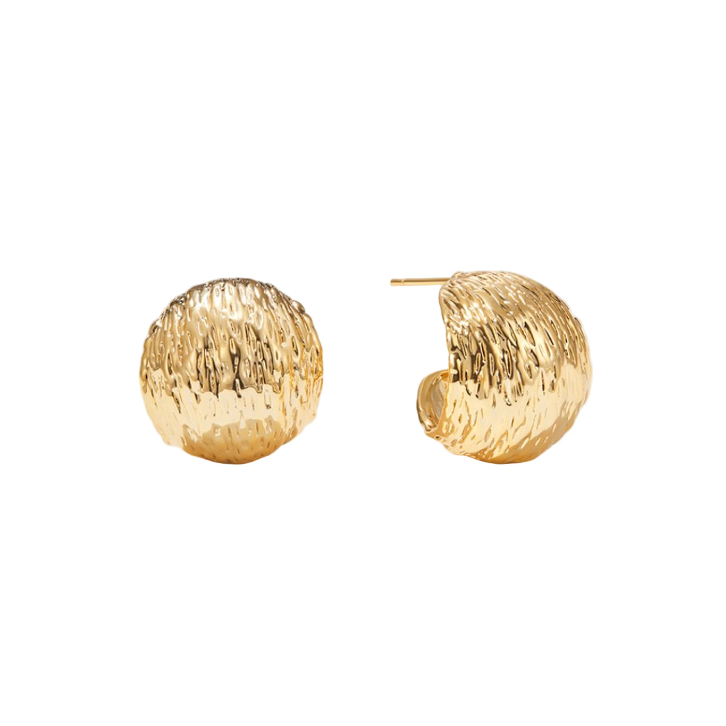 Gold Hoop Earrings for Women – 18k Plated Lightweight Textured Design, Hypoallergenic