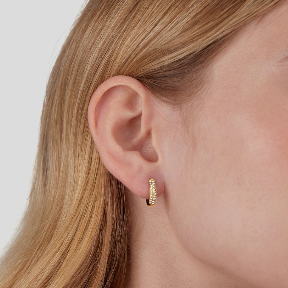 Gold Hoop Earrings for Women – 18k Plated with Cubic Zirconia, Hypoallergenic & Waterproof