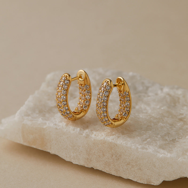 Gold Hoop Earrings for Women – 18k Plated with Cubic Zirconia, Hypoallergenic & Waterproof