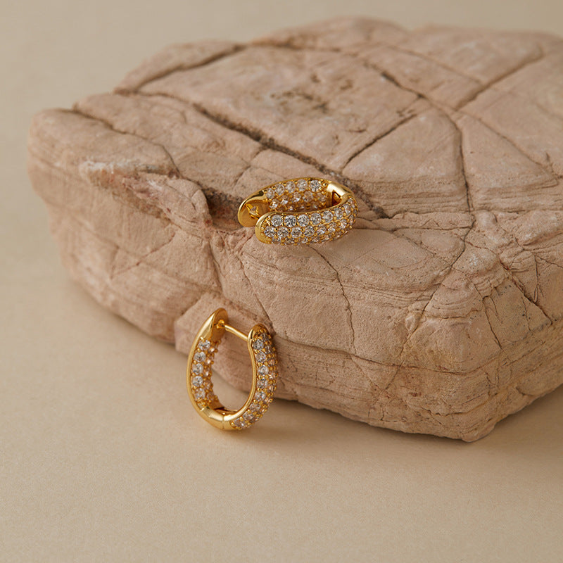 Gold Hoop Earrings for Women – 18k Plated with Cubic Zirconia, Hypoallergenic & Waterproof