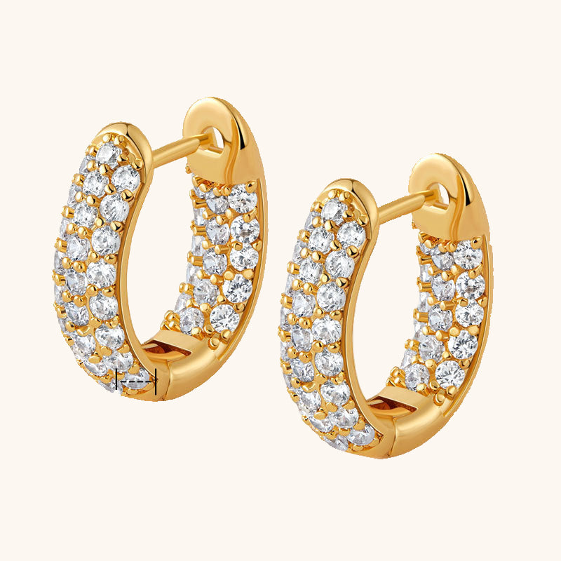 Gold Hoop Earrings for Women – 18k Plated with Cubic Zirconia, Hypoallergenic & Waterproof