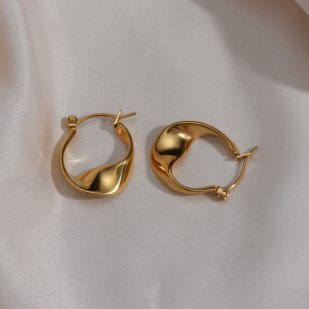 Gold Hoop Earrings for Women – Irregular 18k Plated Stainless Steel, Hypoallergenic