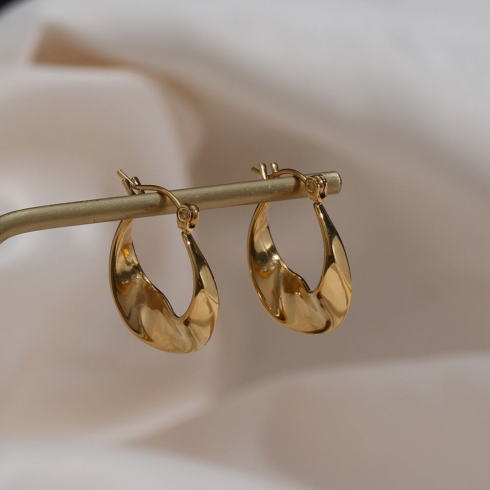 Gold Hoop Earrings for Women – Irregular 18k Plated Stainless Steel, Hypoallergenic 18k Yellow Gold