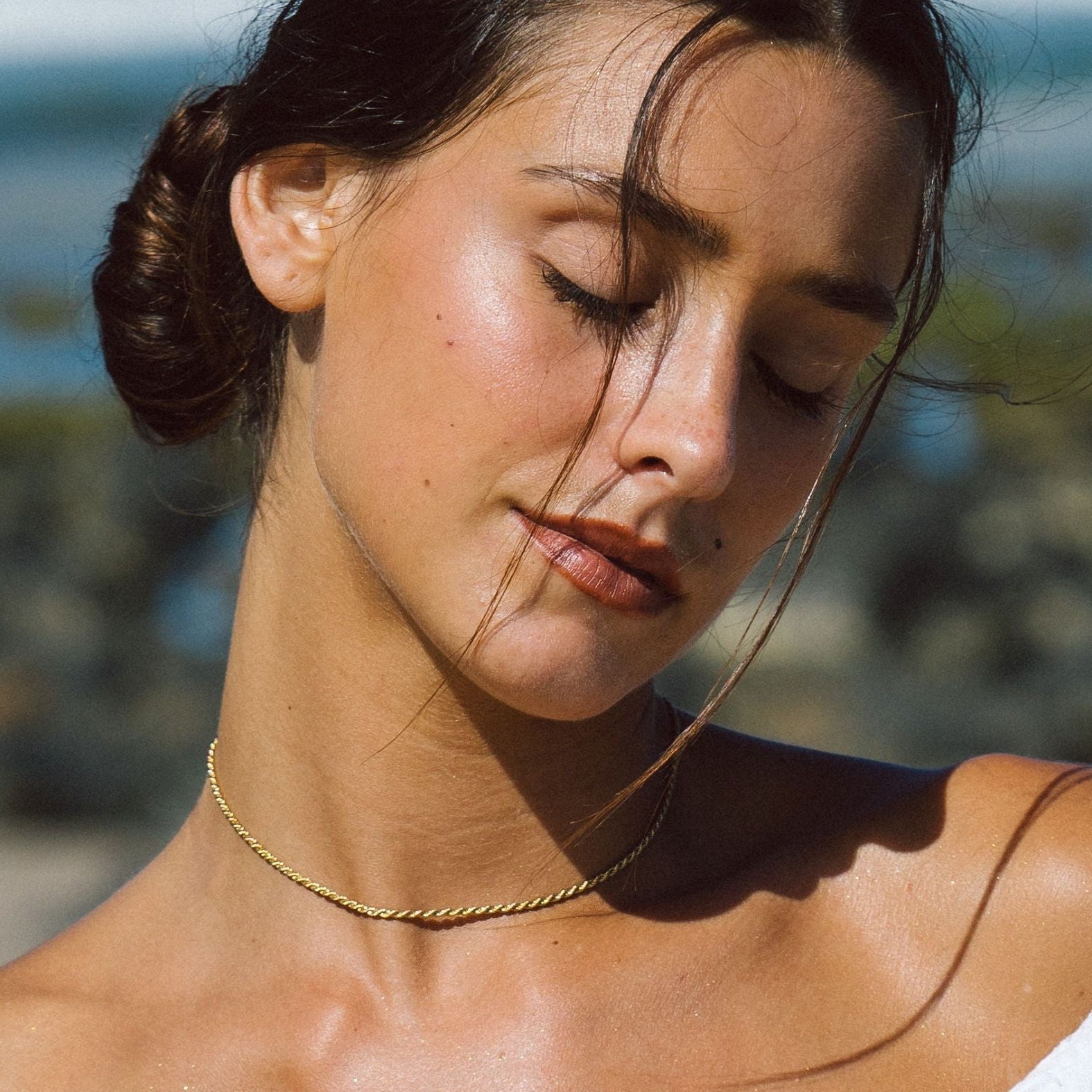 Gold Rope Chain Necklace for Women – 18k Plated Stainless Steel, Hypoallergenic & Waterproof