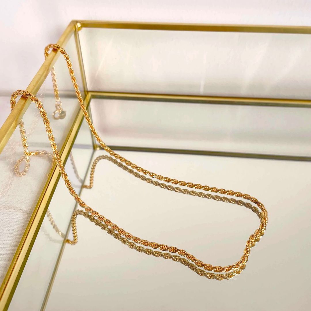 Gold Rope Chain Necklace for Women – 18k Plated Stainless Steel, Hypoallergenic & Waterproof