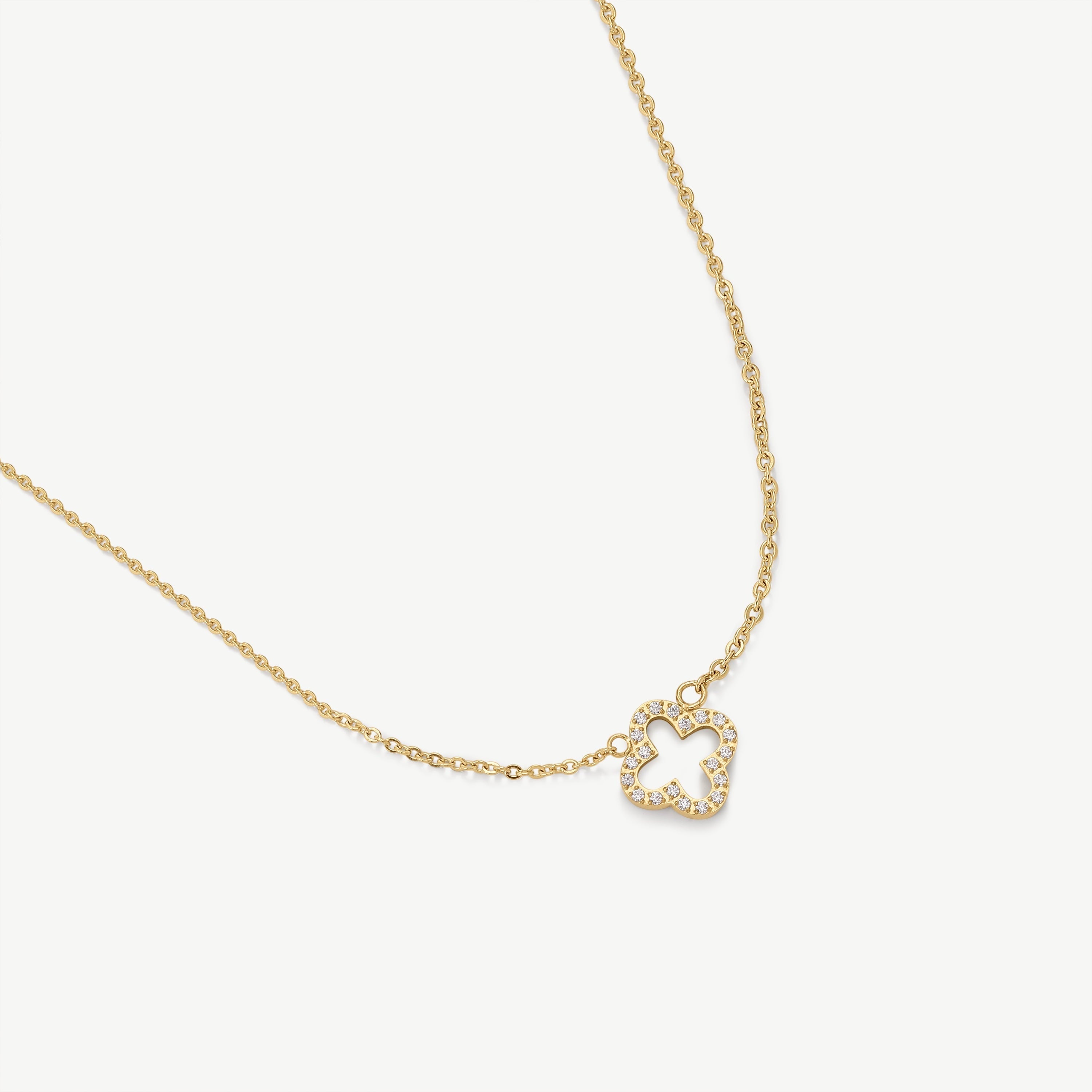 Gold & Silver Clover Pendant Necklace – 14k Plated Stainless Steel, 40cm Chain
