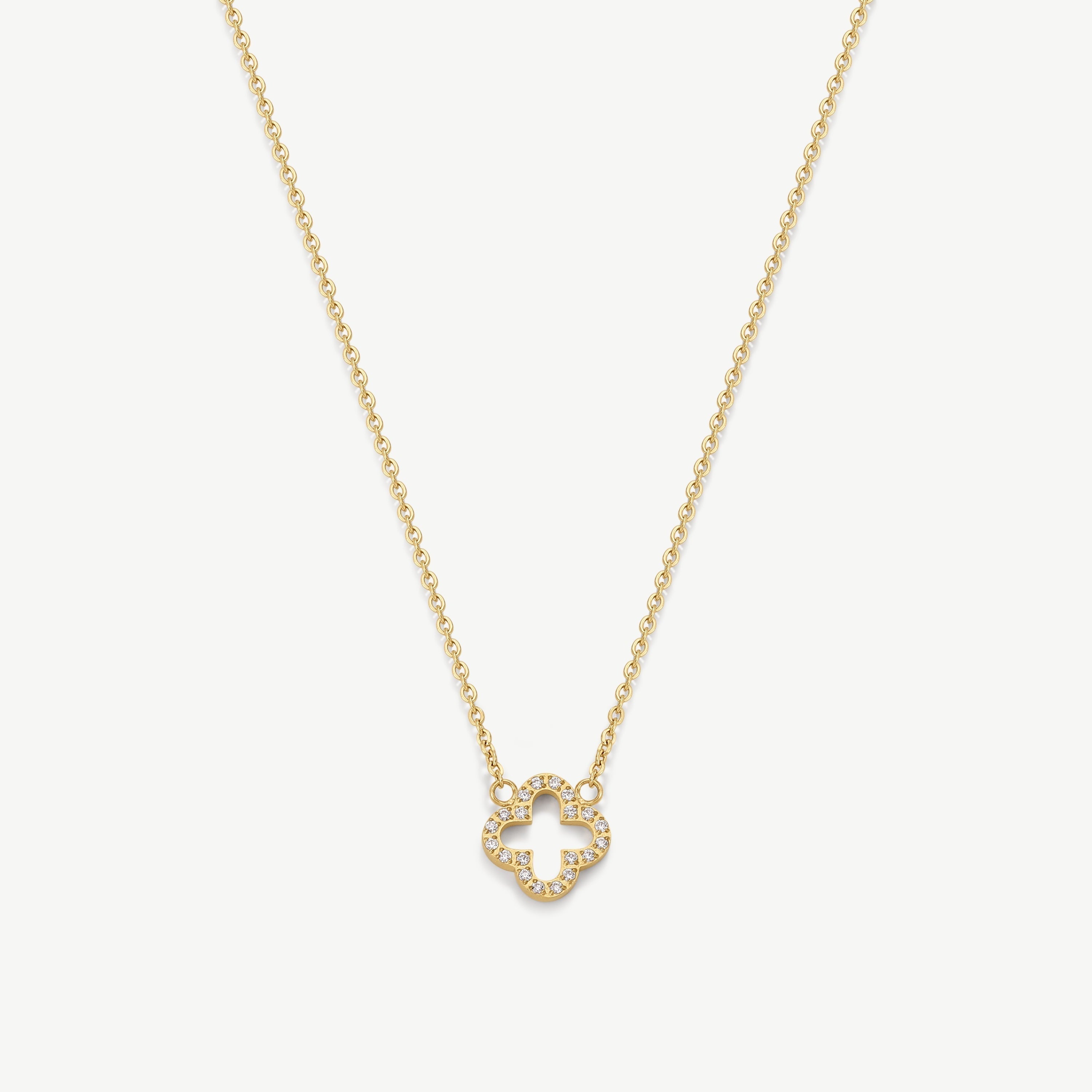 Gold & Silver Clover Pendant Necklace – 14k Plated Stainless Steel, 40cm Chain