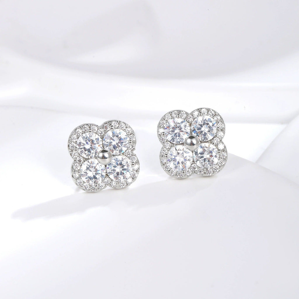 Gold & Silver Cluster Stud Earrings for Women – Sterling Silver with Cubic Zirconia, Hypoallergenic & Gift-Ready