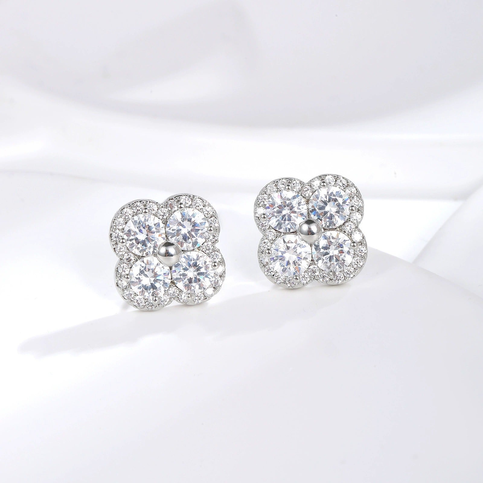 Gold & Silver Cluster Stud Earrings for Women – Sterling Silver with Cubic Zirconia, Hypoallergenic & Gift-Ready