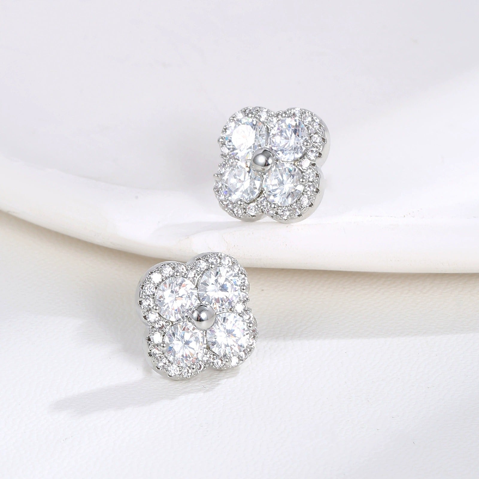 Gold & Silver Cluster Stud Earrings for Women – Sterling Silver with Cubic Zirconia, Hypoallergenic & Gift-Ready Silver
