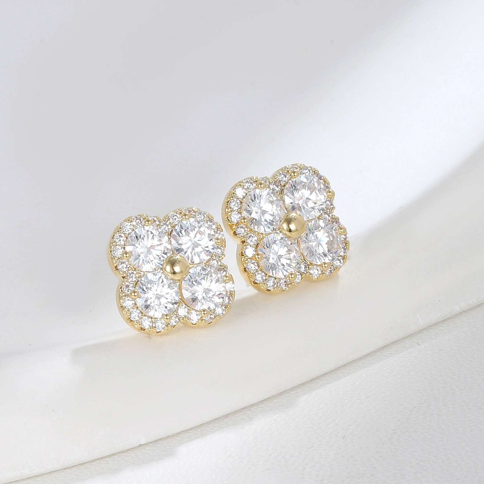 Gold & Silver Cluster Stud Earrings for Women – Sterling Silver with Cubic Zirconia, Hypoallergenic & Gift-Ready Gold
