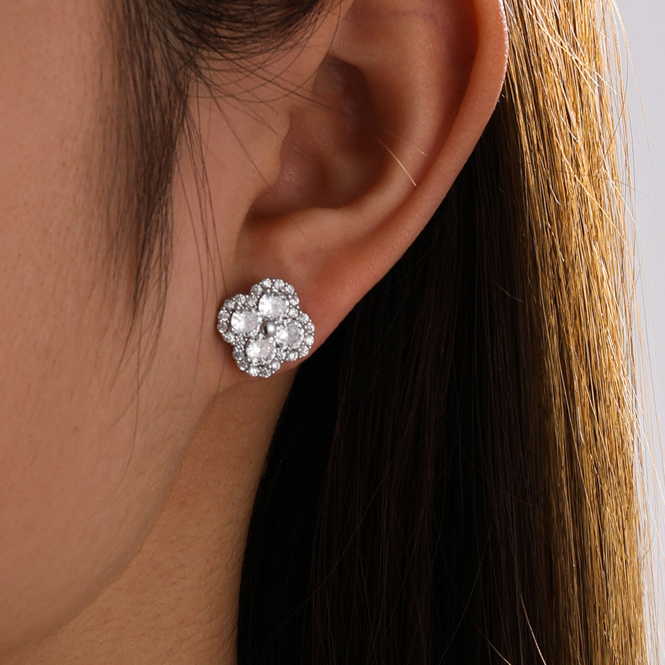 Gold & Silver Cluster Stud Earrings for Women – Sterling Silver with Cubic Zirconia, Hypoallergenic & Gift-Ready