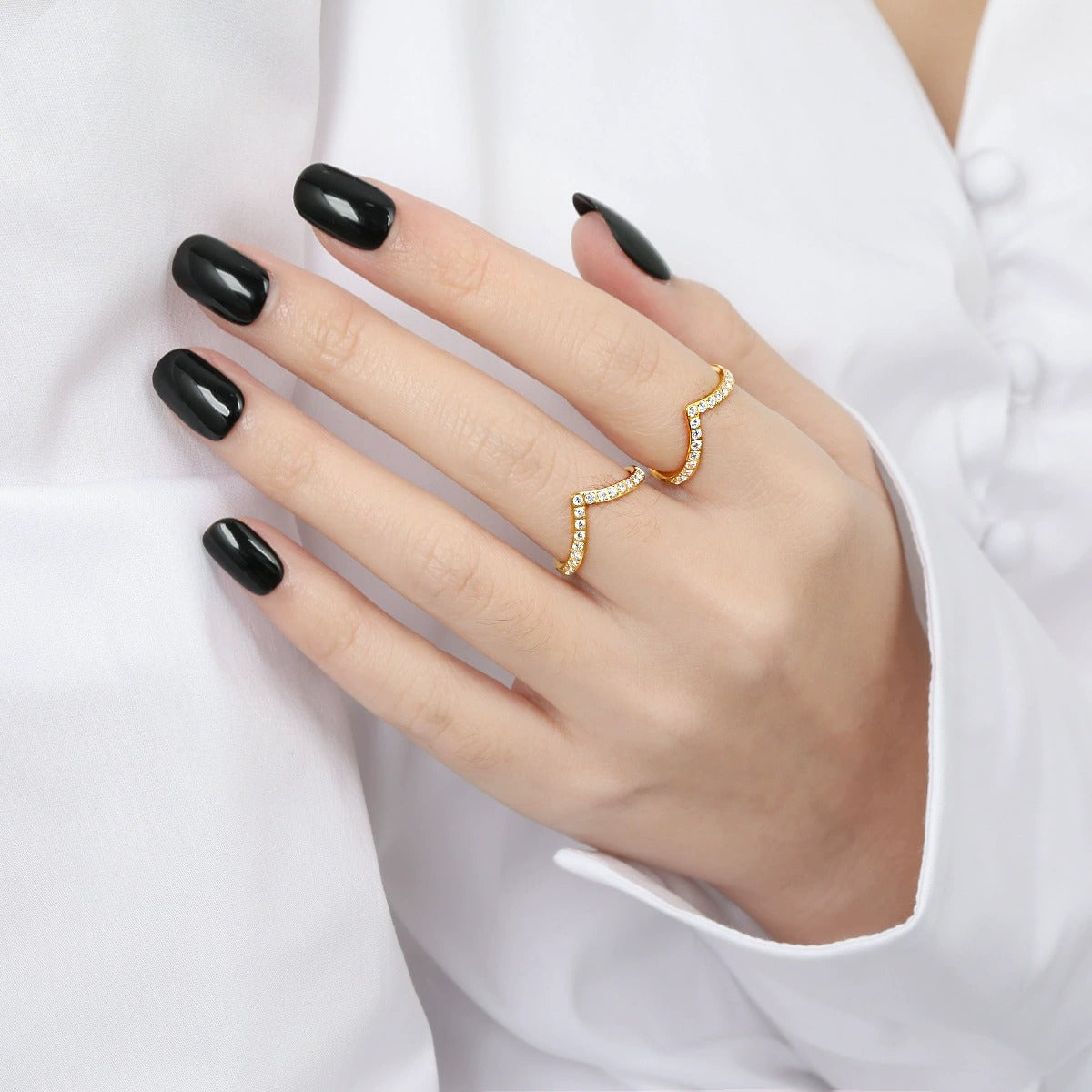 Gold & Silver Crown Crystal Ring for Women – 18k Plated Band, Hypoallergenic & Waterproof