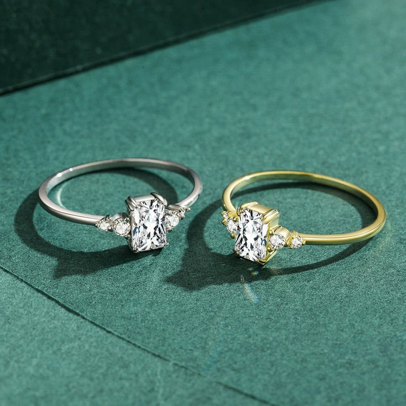 Gold & Silver Crystal Engagement Ring for Women – Sparkling Cubic Zirconia, Hypoallergenic & Elegant Gift