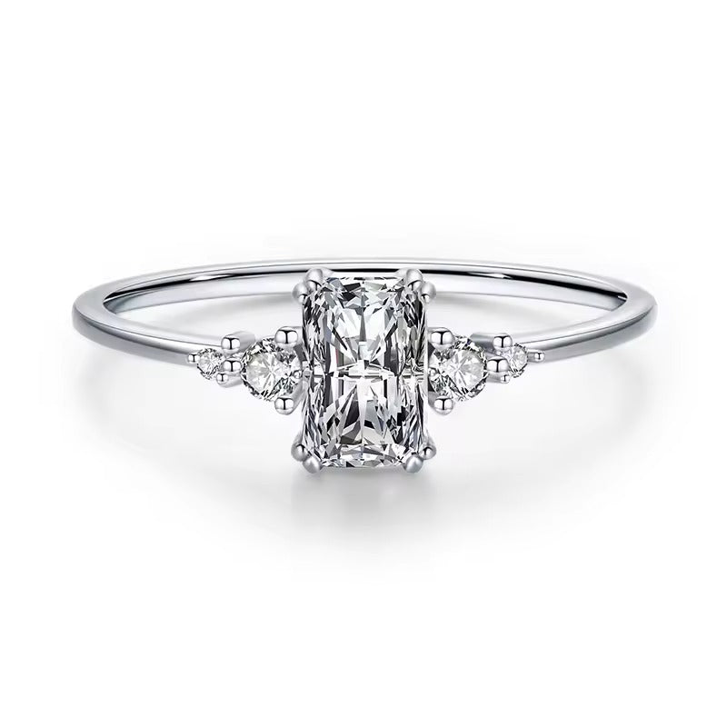 Gold & Silver Crystal Engagement Ring for Women – Sparkling Cubic Zirconia, Hypoallergenic & Elegant Gift Silver