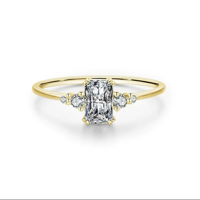Gold & Silver Crystal Engagement Ring for Women – Sparkling Cubic Zirconia, Hypoallergenic & Elegant Gift Gold