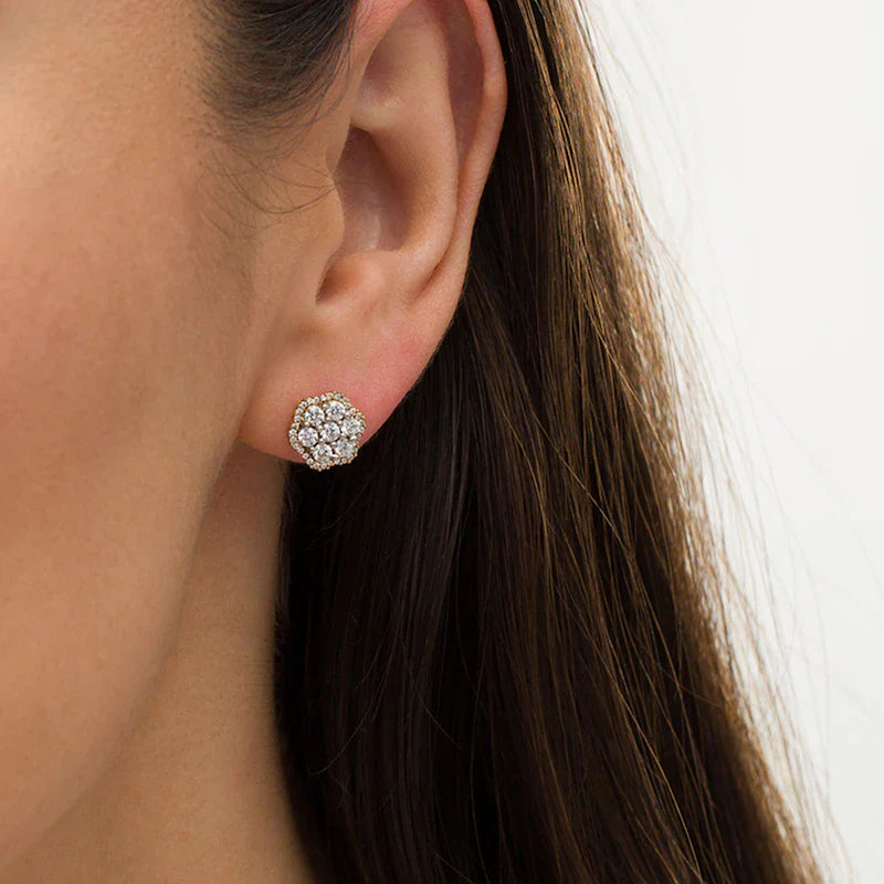 Gold & Silver Crystal Stud Earrings for Women – 18k Plated with Cubic Zirconia, Hypoallergenic & Elegant Gift Silver