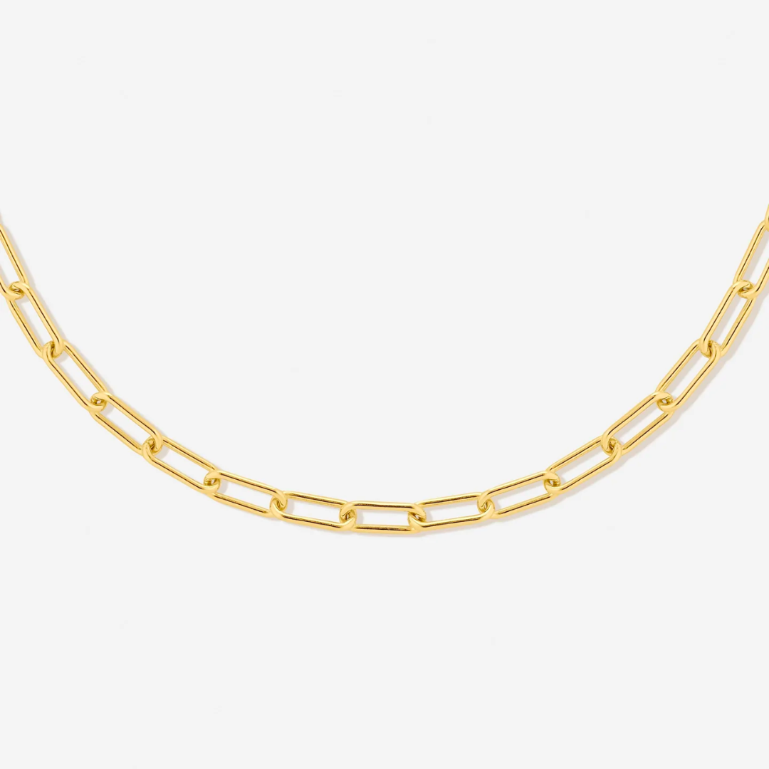 Gold & Silver Paperclip Chain Choker Necklace – Minimalist Link Design, Hypoallergenic & Waterproof