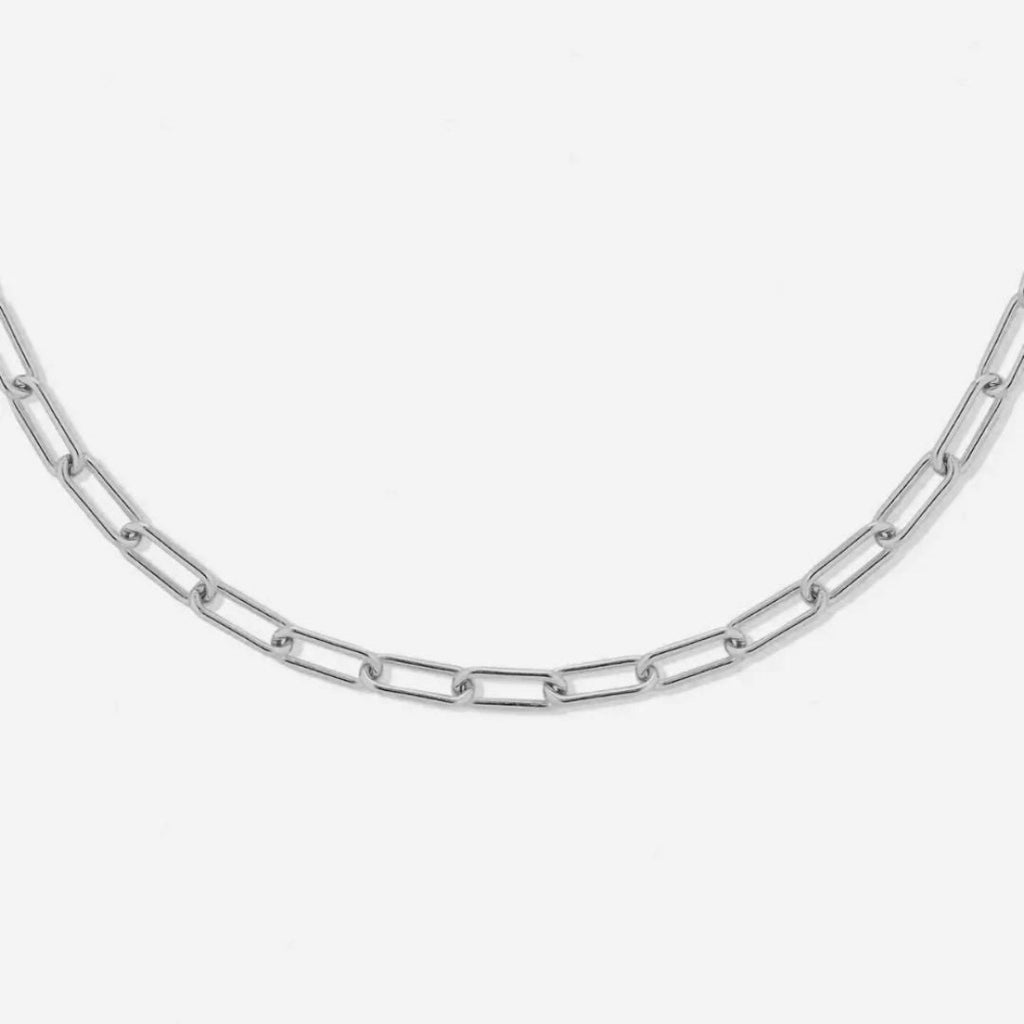 Gold & Silver Paperclip Chain Choker Necklace – Minimalist Link Design, Hypoallergenic & Waterproof Silver