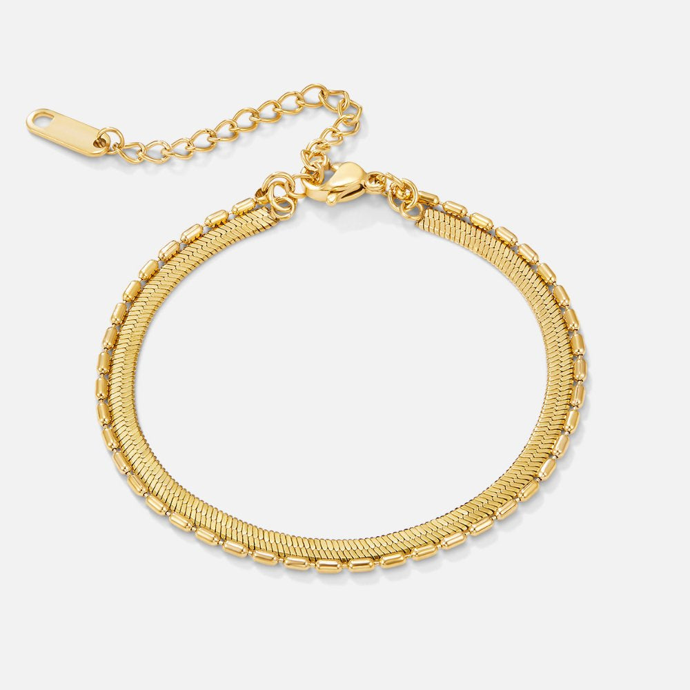 Gold Snake Chain Bracelet for Women – 18k Plated Beaded Design, Hypoallergenic & Waterproof