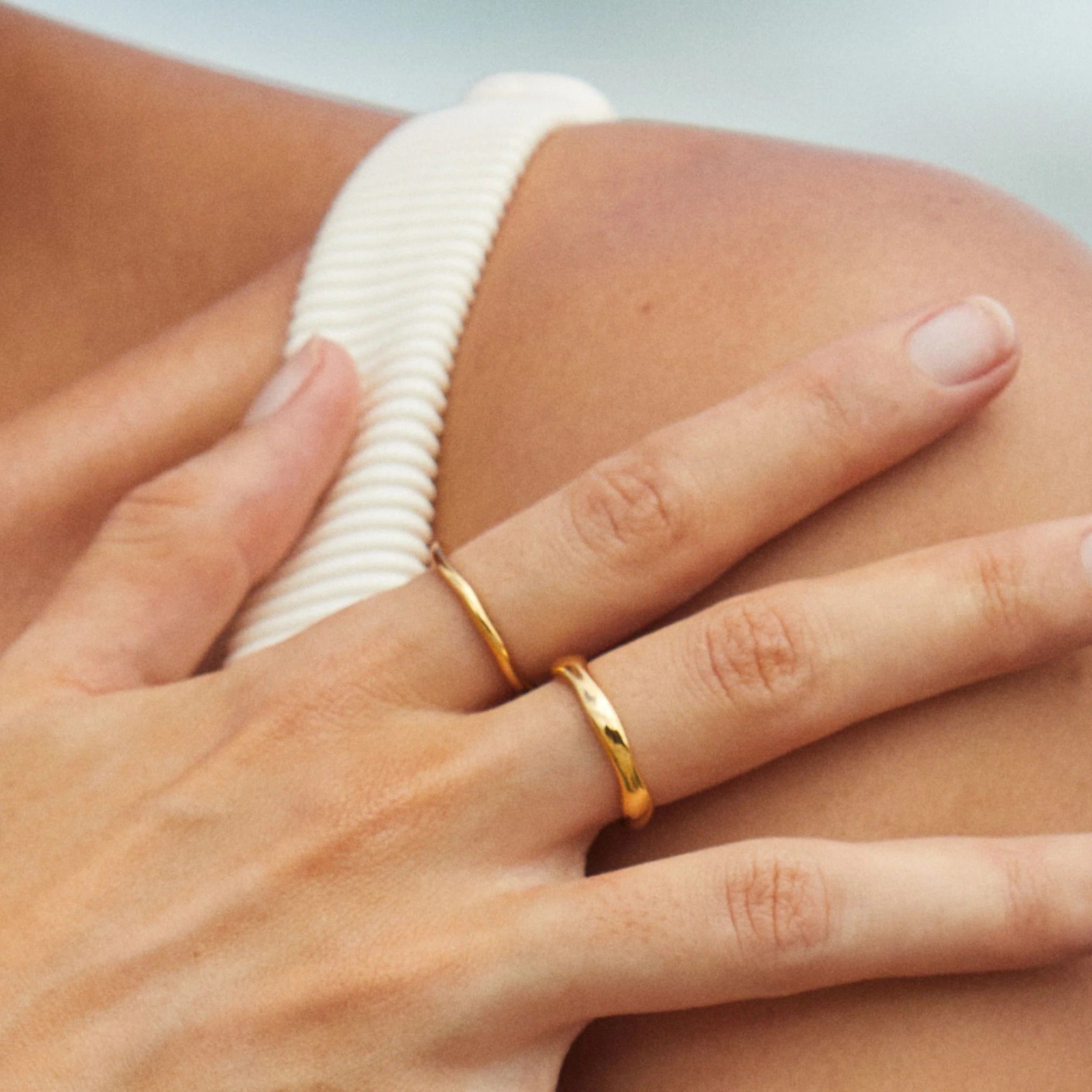 Gold Stacker Ring Set - 18K PVD Coated, Hypoallergenic, Water-Resistant, Elegant Layering Rings