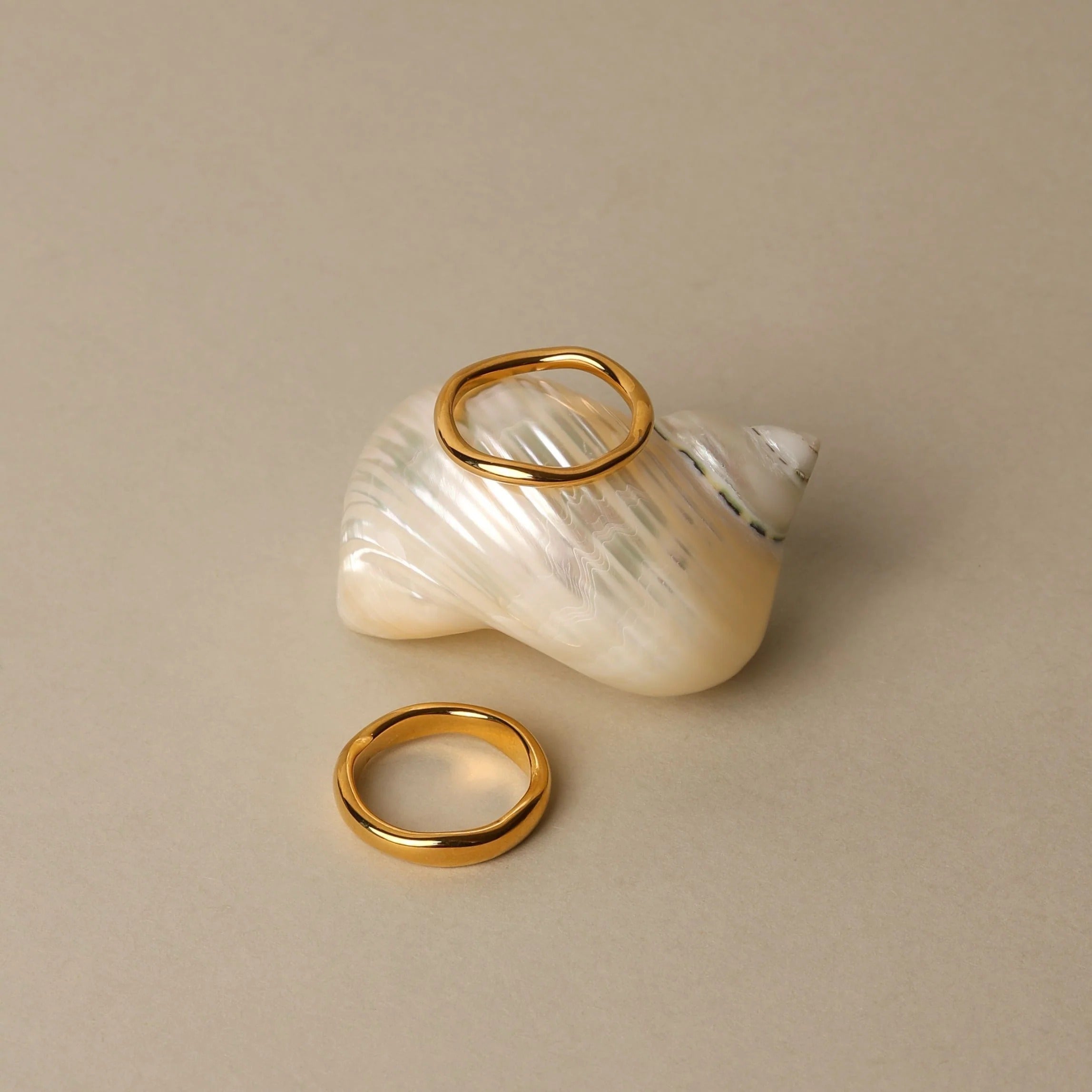 Gold Stacker Ring Set - 18K PVD Coated, Hypoallergenic, Water-Resistant, Elegant Layering Rings