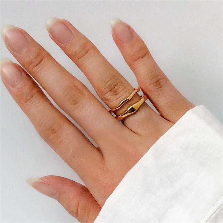 Gold Stacker Ring Set - 18K PVD Coated, Hypoallergenic, Water-Resistant, Elegant Layering Rings Gold